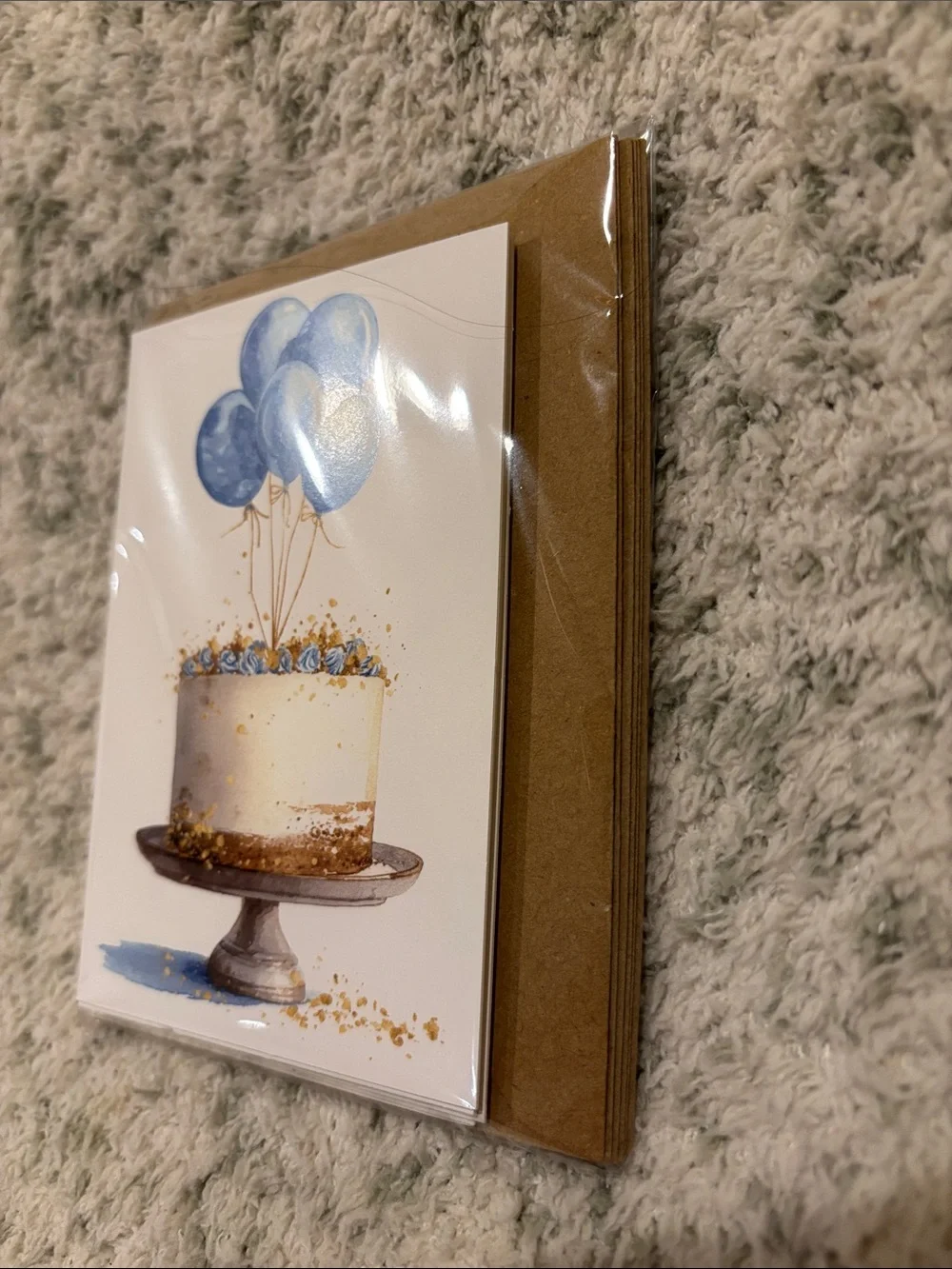Blue Balloons Celebration Cakes Greeting Cards Set 6 NWT blank inside, variety